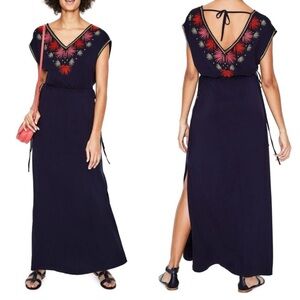 BODEN Marcia Embroidered Maxi Dress stretchy beachy sleeveless